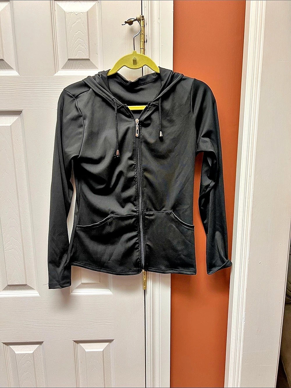 Womens Black Hooded Active Jacket